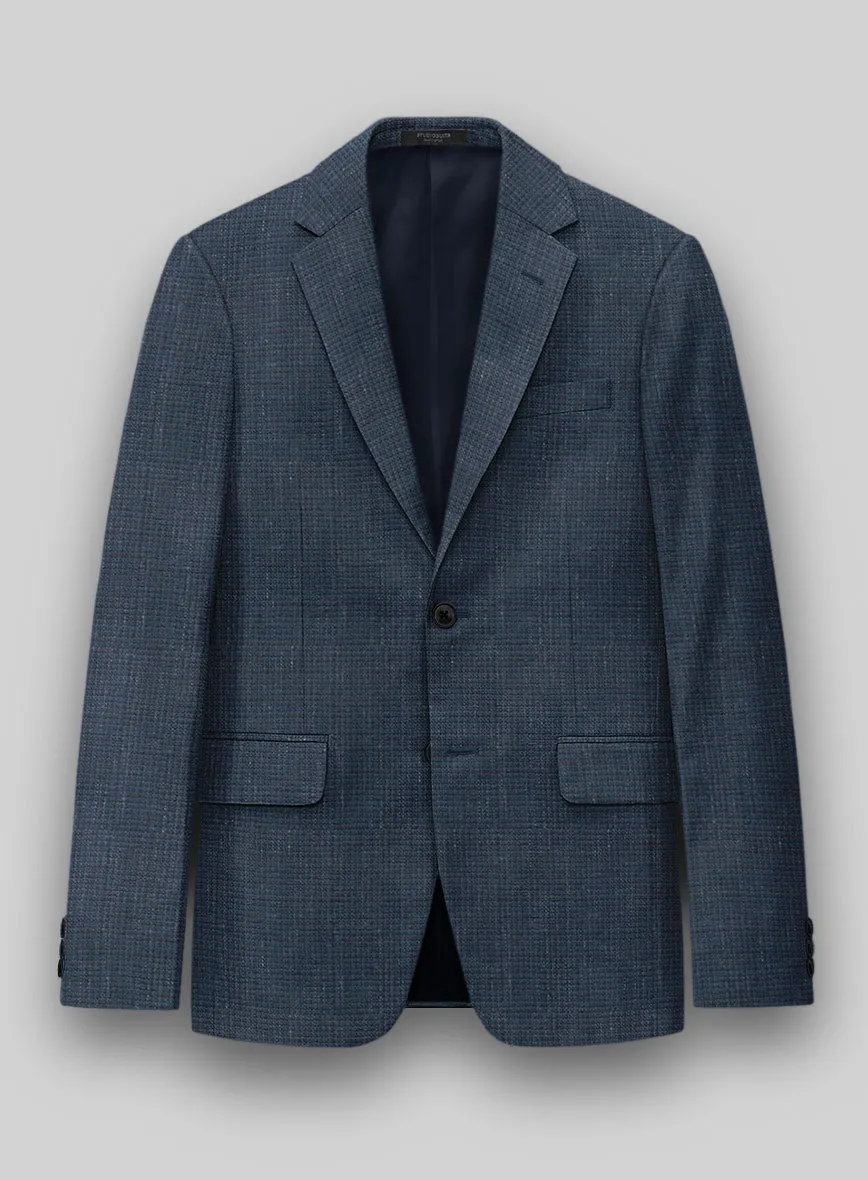 London Loom Dark Blue Abelardo Wool Silk Linen Suit