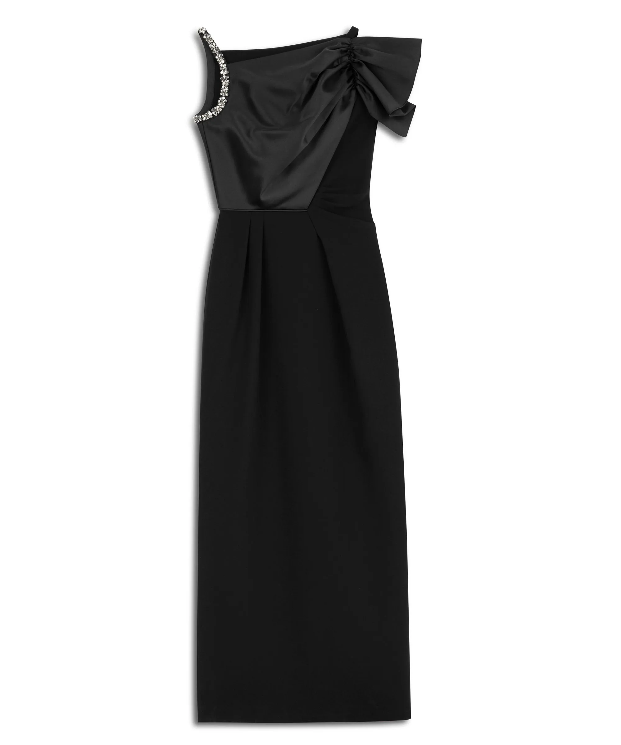 Machka Embroidered Asymmetric Flounce Dress Black