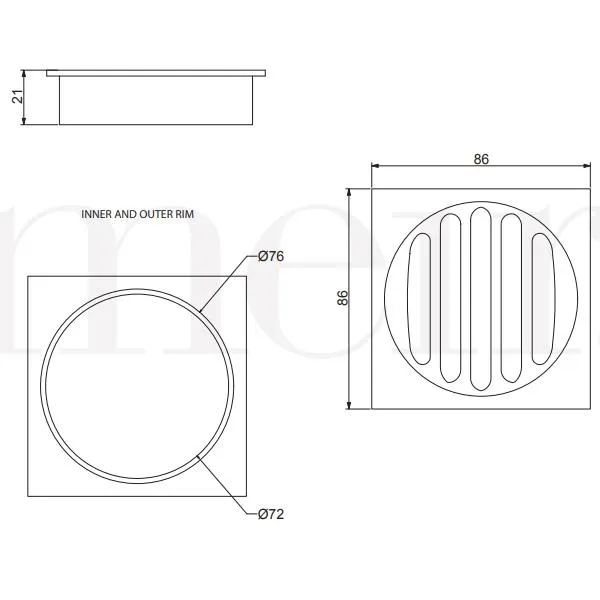 Meir Square Floor Grate Shower Drain 80mm Outlet - Tiger Bronze