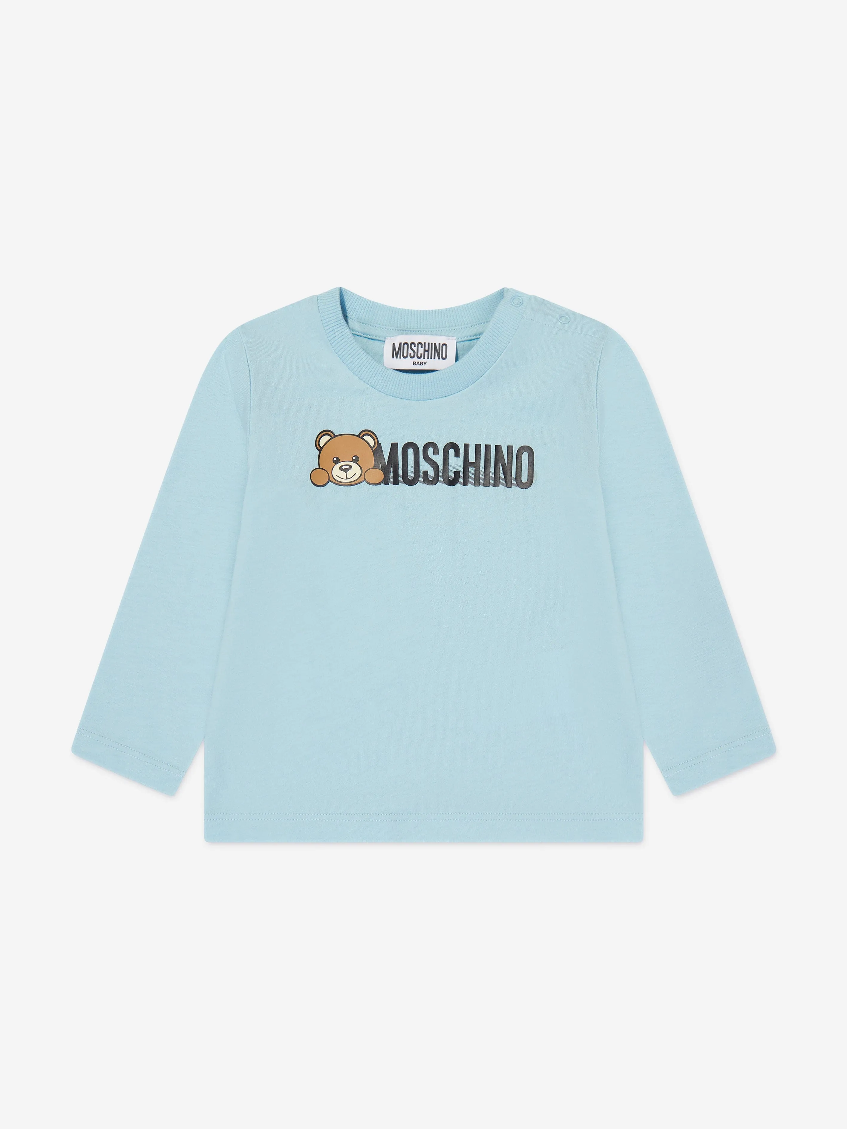 Moschino Baby Long Sleeve Logo T-Shirt in Blue