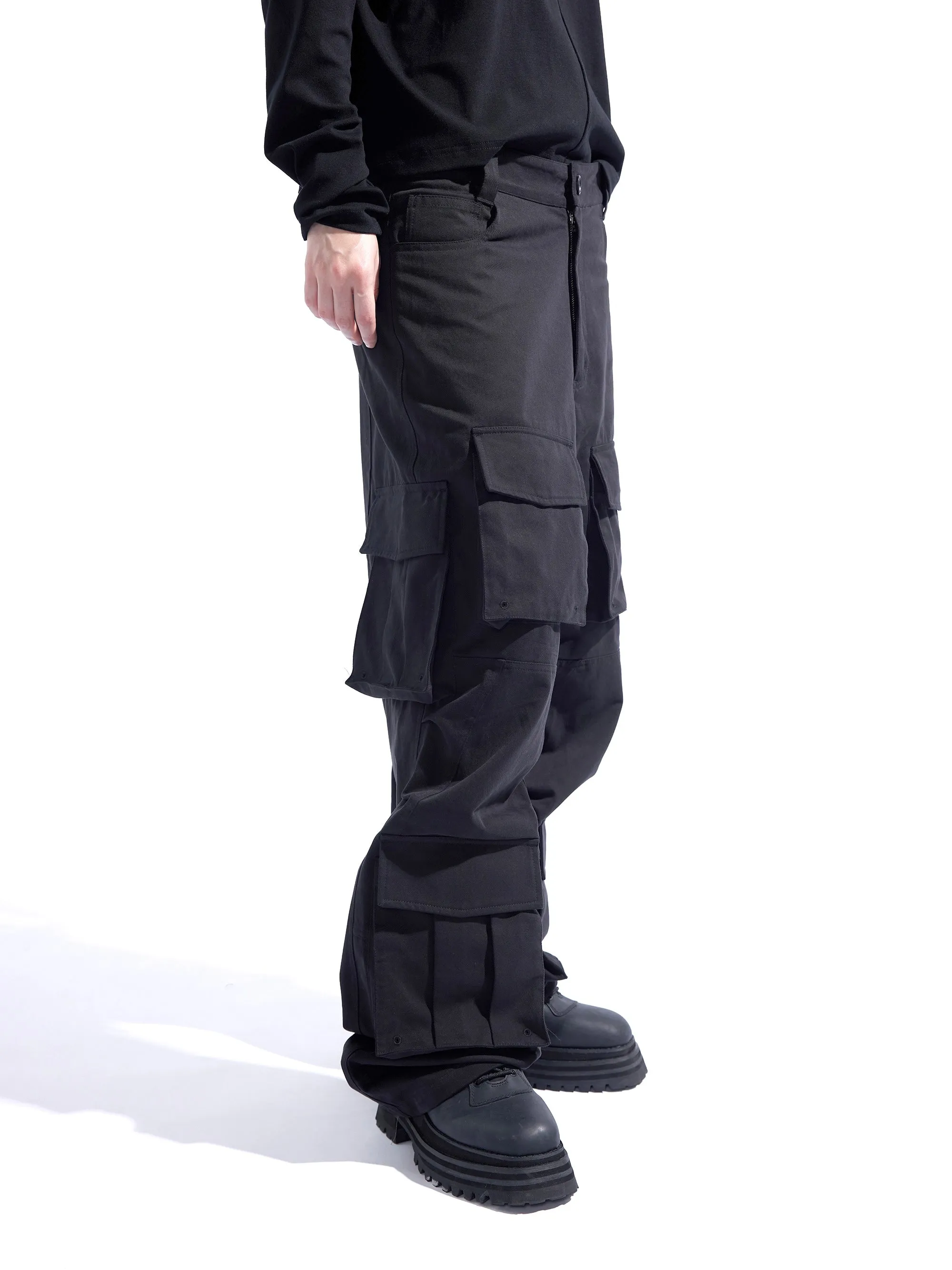 Multi-pocket adjustable waist cargo pants