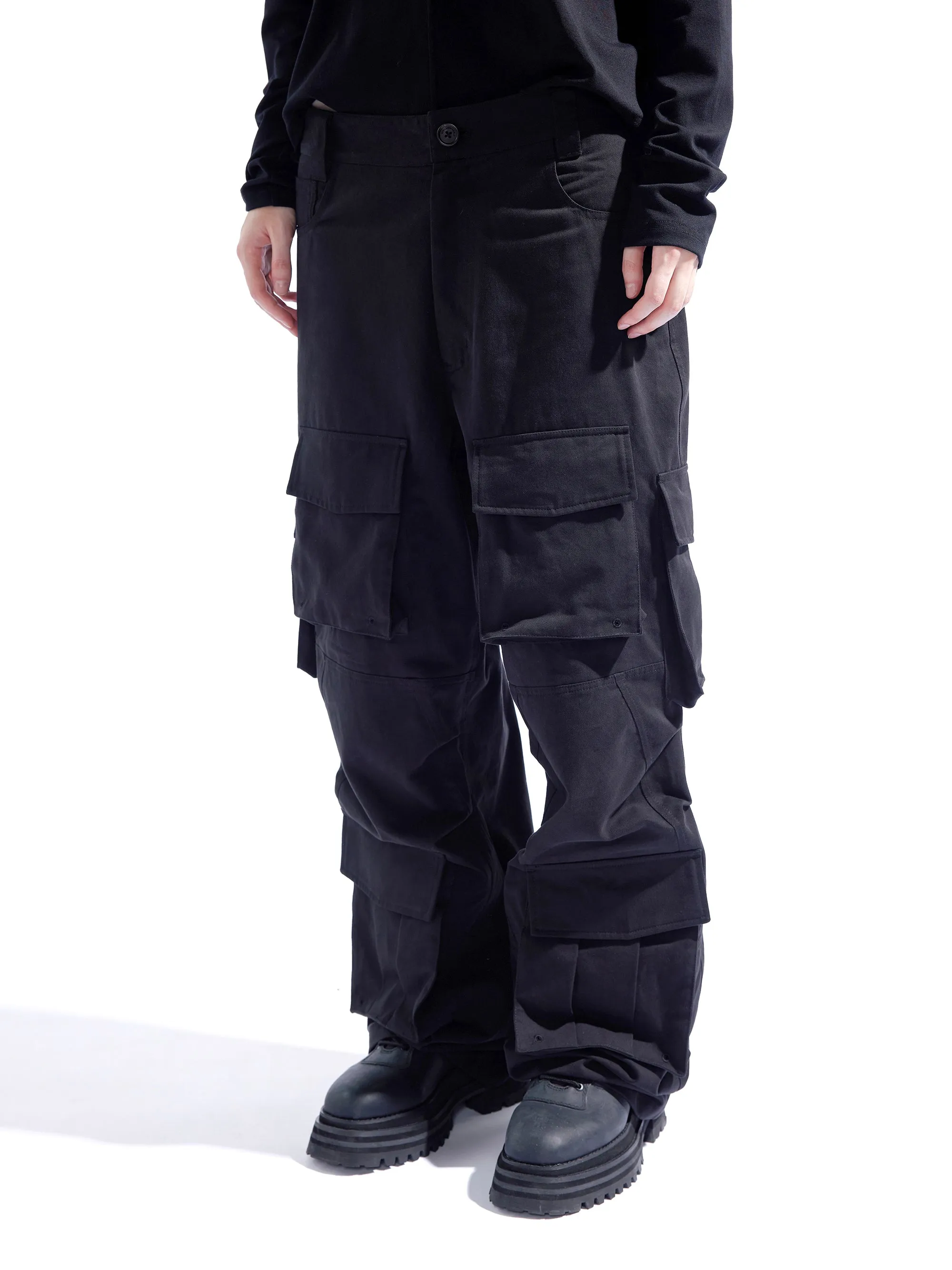 Multi-pocket adjustable waist cargo pants