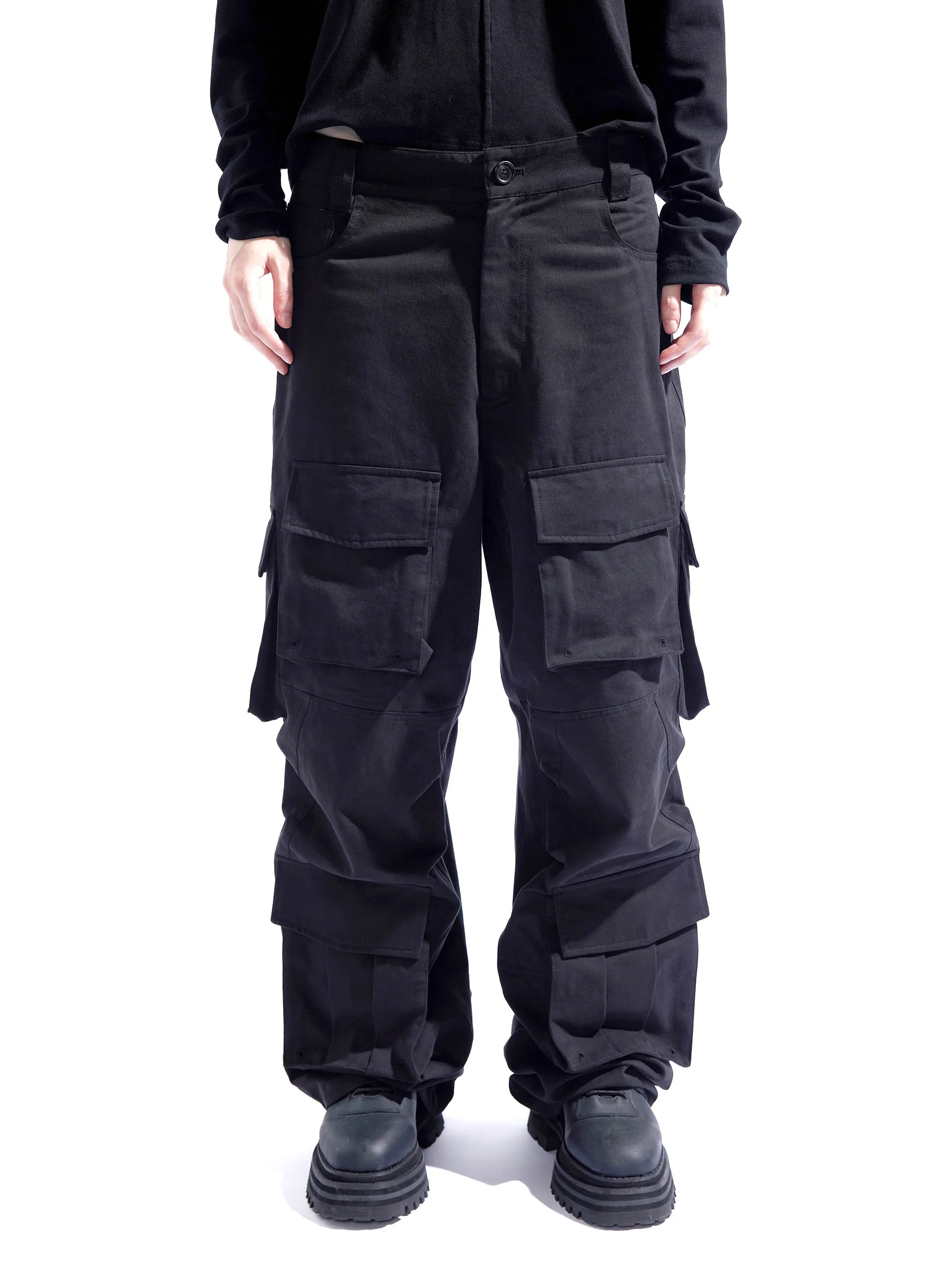 Multi-pocket adjustable waist cargo pants