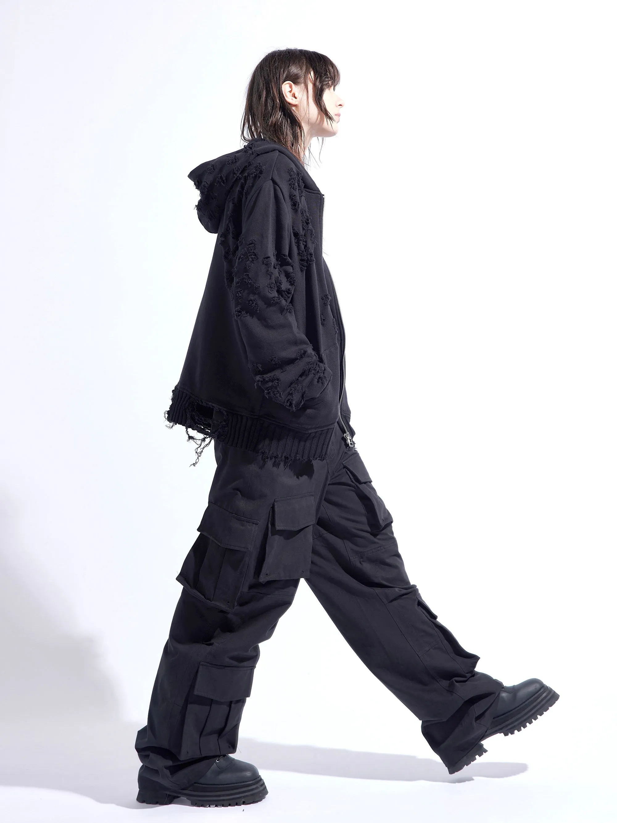 Multi-pocket adjustable waist cargo pants