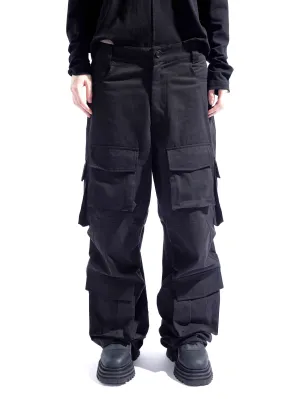 Multi-pocket adjustable waist cargo pants