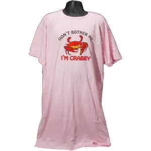 NSCR01P Night Shirt 100% I'm Crabby Pink