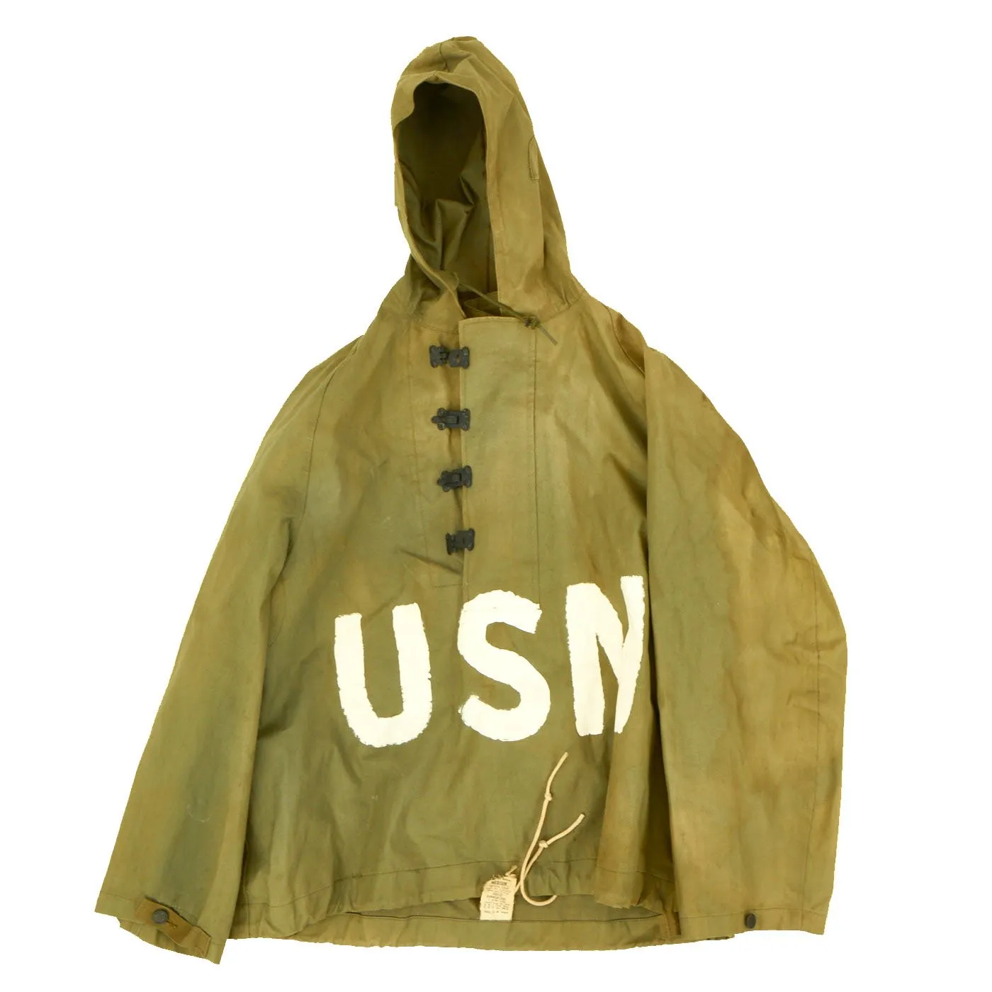 Original U.S. WWII Navy Amphibious Personnel USN Painted Wet Weather Parka - Coveralls - Arctic Overboots - As Seen In Book