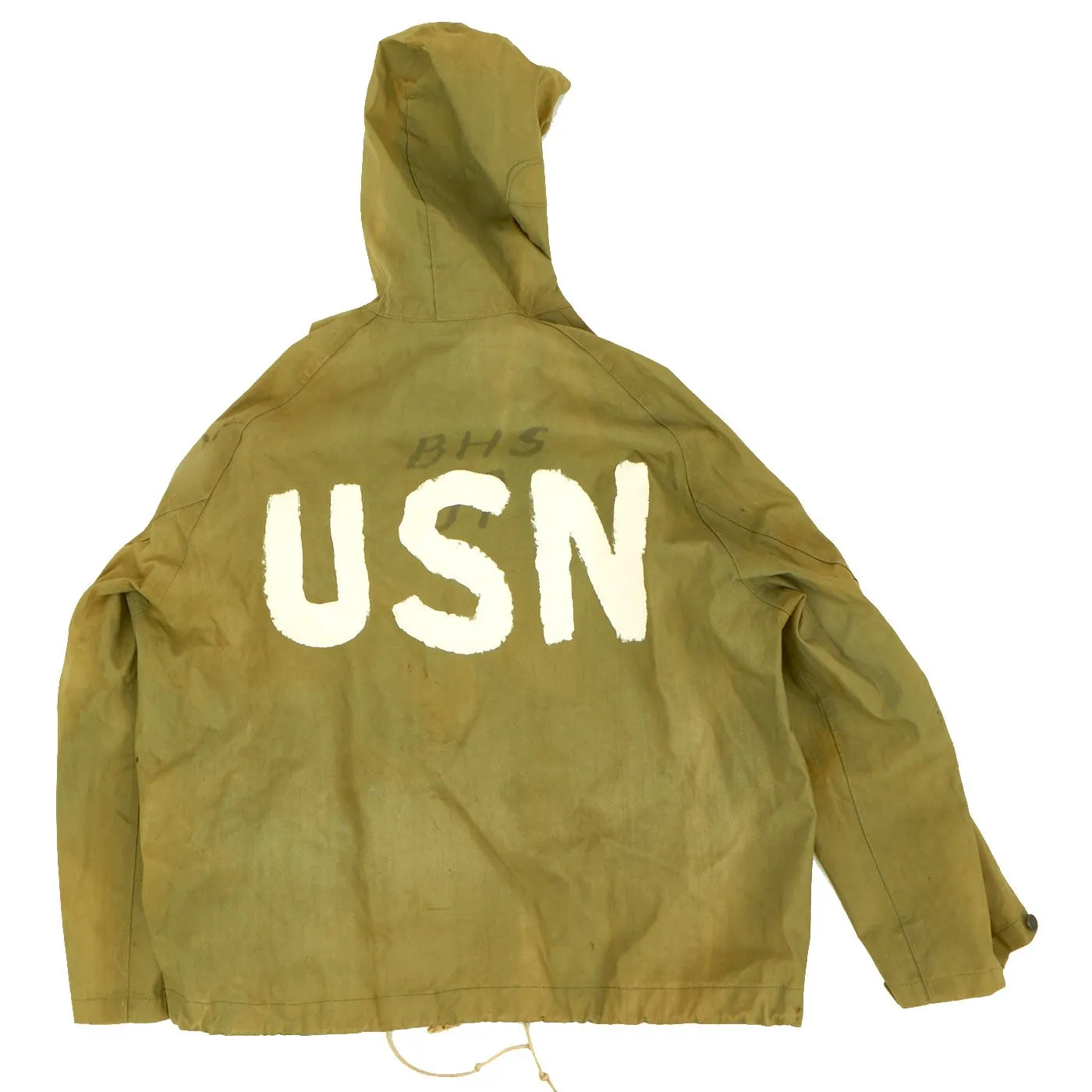 Original U.S. WWII Navy Amphibious Personnel USN Painted Wet Weather Parka - Coveralls - Arctic Overboots - As Seen In Book