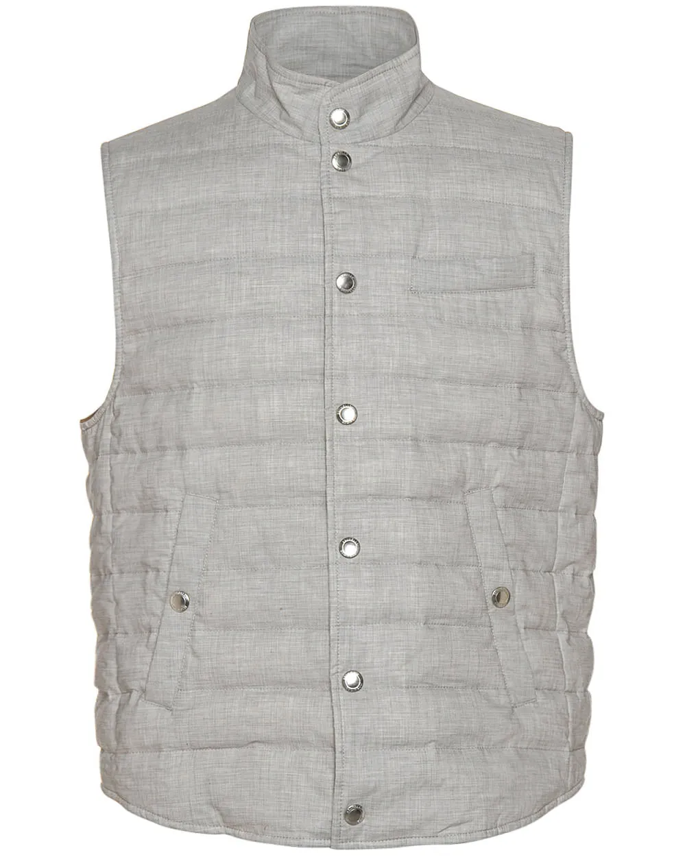 Pearl Grey Melange Quilted Vest