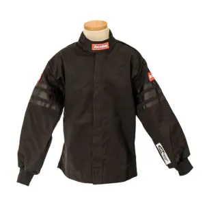 RaceQuip Single Layer Fire Suit Jacket - Black w/Black Stripes - Kids 2XL - 1969997