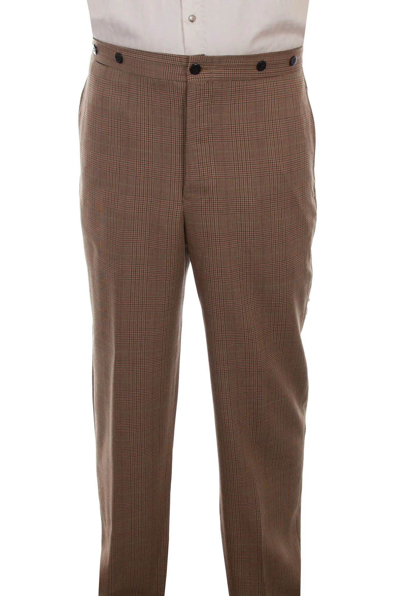 Scully Mens Vintage Plaid Tan Wool Blend Dress Pants