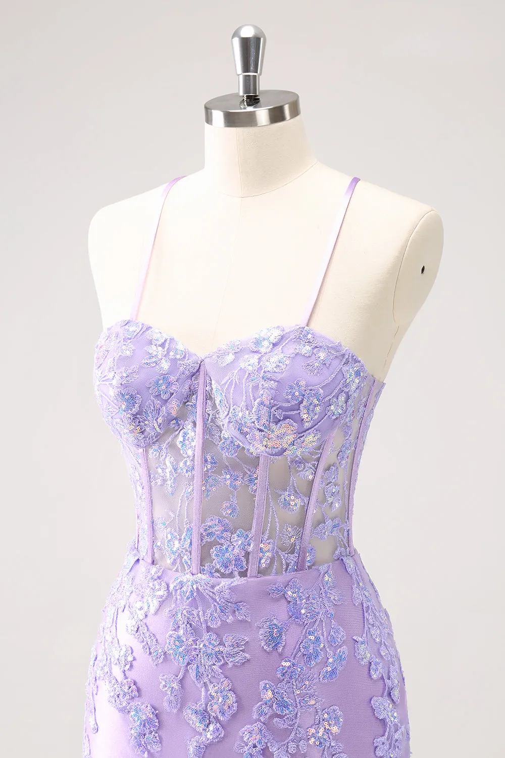 Sparkly Blue Embroidered Sequins Halter Corset Satin Tight Mini Dress