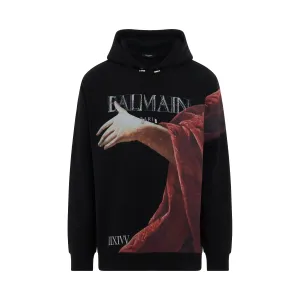 Statue Printed Hoodie in Black/Red/Light Beige