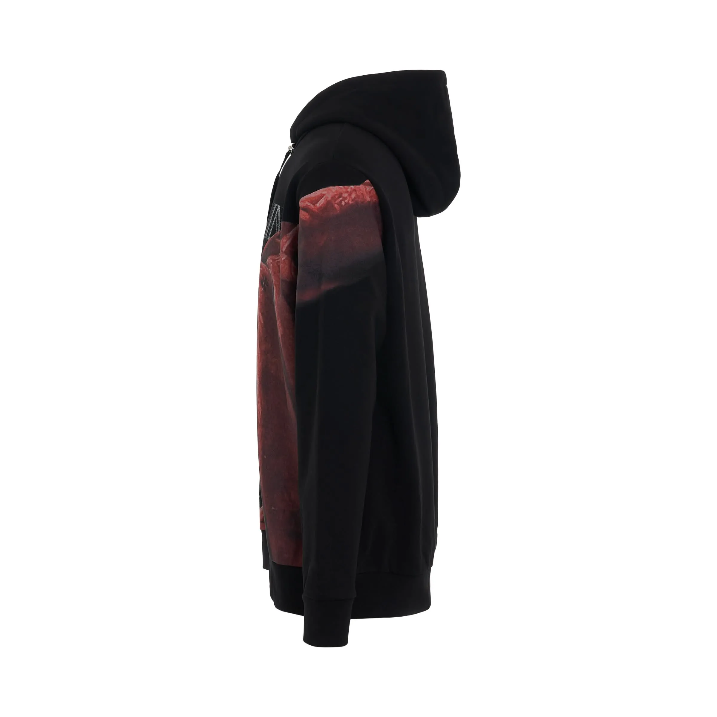 Statue Printed Hoodie in Black/Red/Light Beige