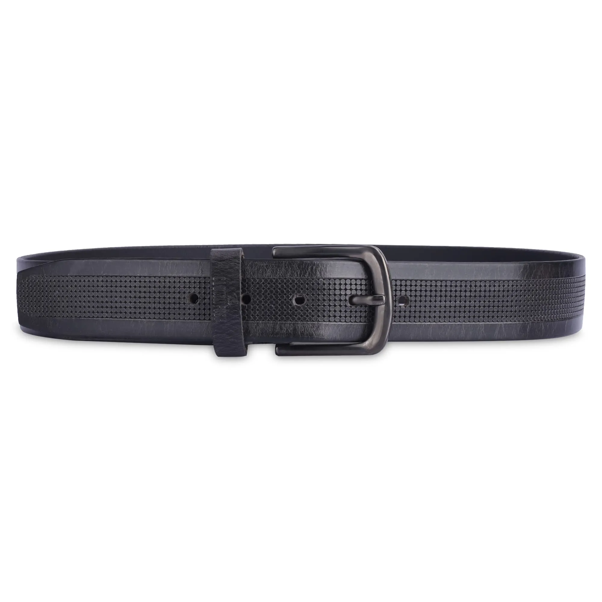 THE CLOWNFISH Men's Genuine Leather Belt with Textured Design -Black (Size - 36 inches)