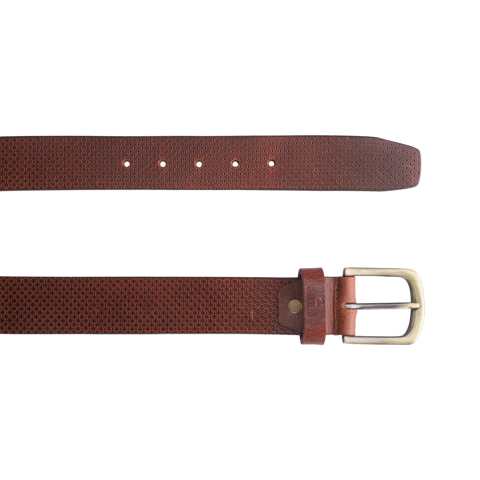 THE CLOWNFISH Men's Genuine Leather Belt with Textured Design - Tan (Size - 40 inches)