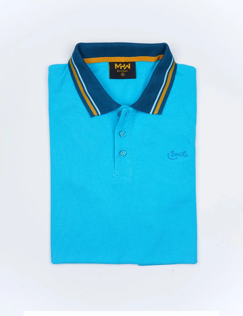 Turquoise Contrast Collar Polo Shirt