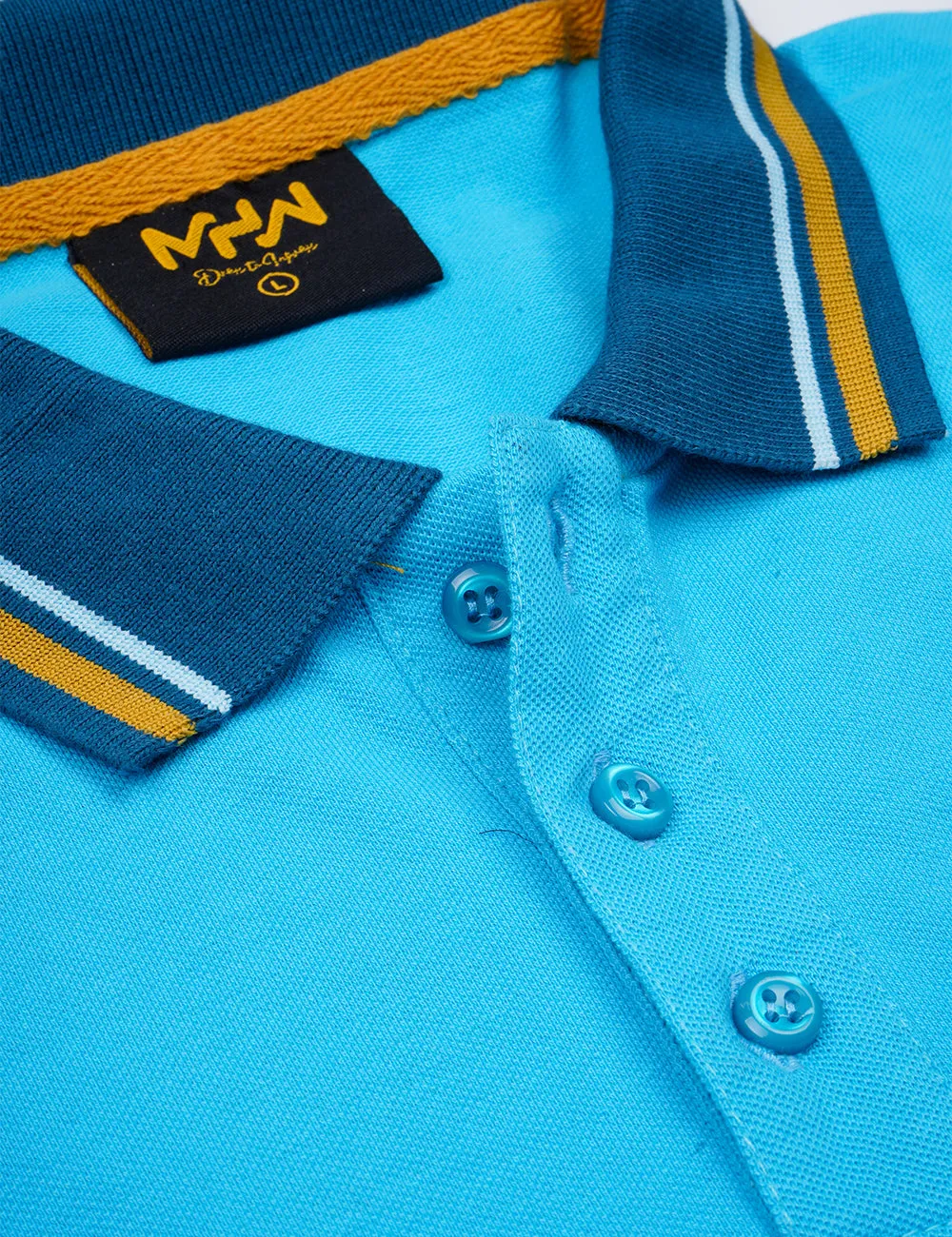 Turquoise Contrast Collar Polo Shirt