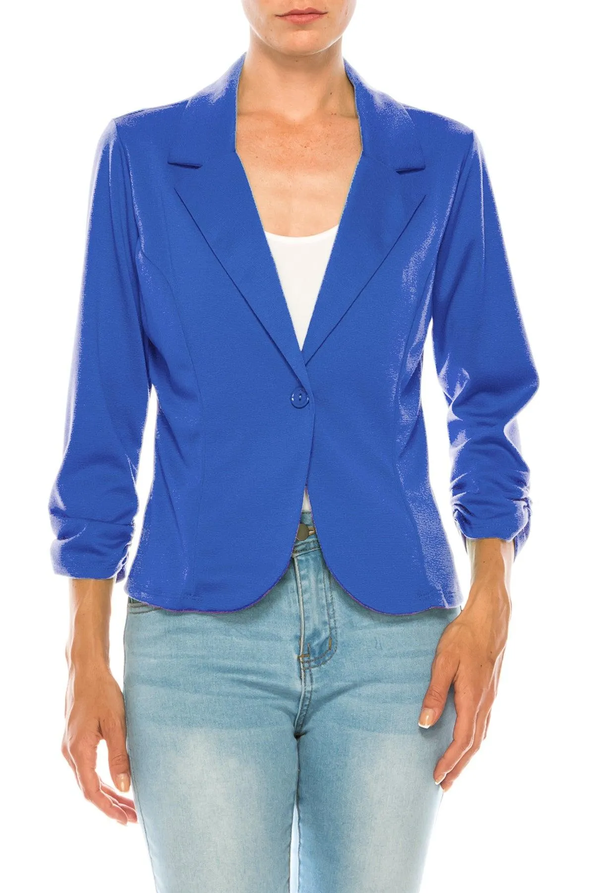 Women's Basic Long Sleeves Button Blazer Jacket